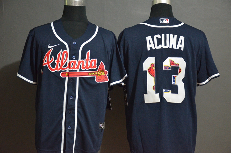 Men Atlanta Braves #13 Acuna blue Nike Game MLB Jerseys->atlanta braves->MLB Jersey